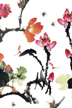 水彩花卉印花华亿平台图片