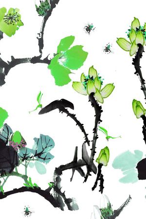 水彩花卉印花华亿平台图片