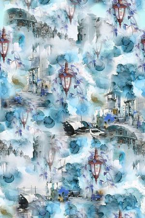 水彩画印花华亿平台图片