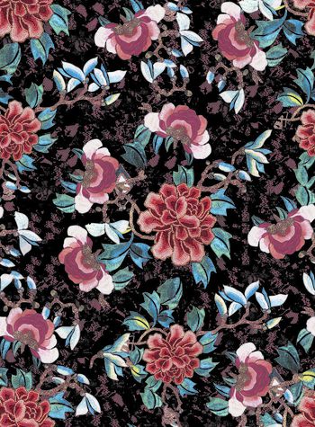 水墨花卉印花华亿平台图片