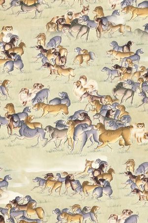 手绘狗印花华亿平台图片