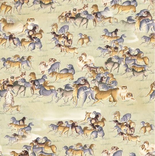 手绘狗印花华亿平台图片