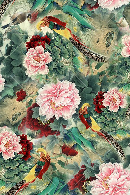 花鸟印花华亿平台图片