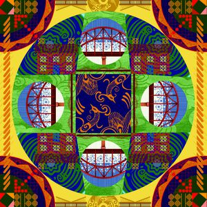 创意景观抽象结合民族文化外白渡桥与红房子时尚摩登高雅秀气印花华亿平台图片