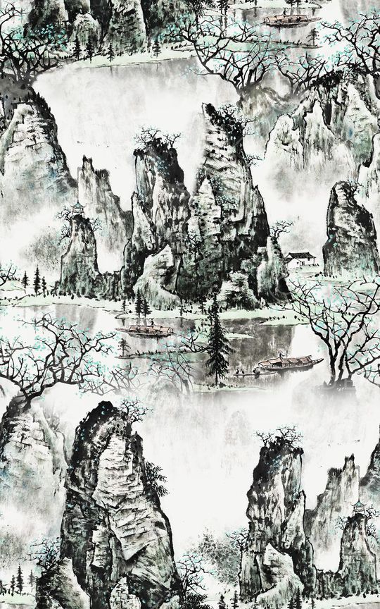 水墨印花华亿平台图片