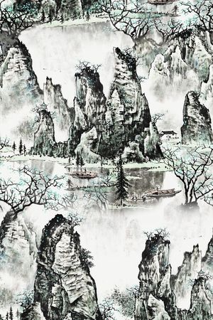 水墨印花华亿平台图片