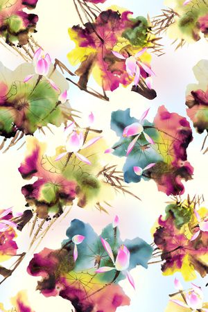 荷花印花华亿平台图片