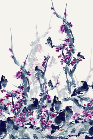 花鸟印花华亿平台图片