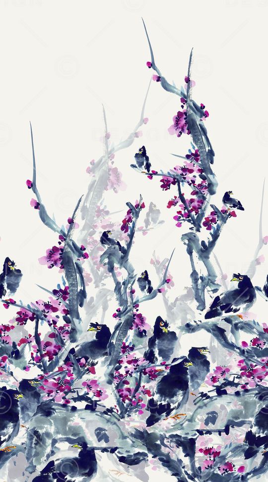 花鸟印花华亿平台图片