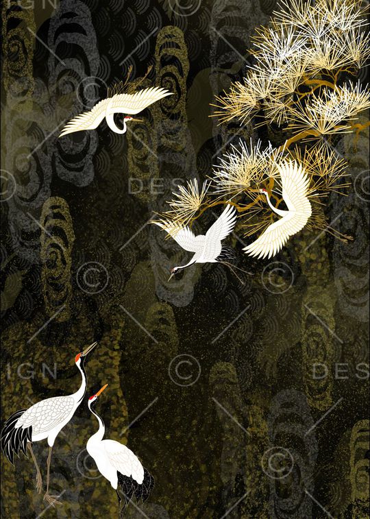 仙鹤印花华亿平台图片