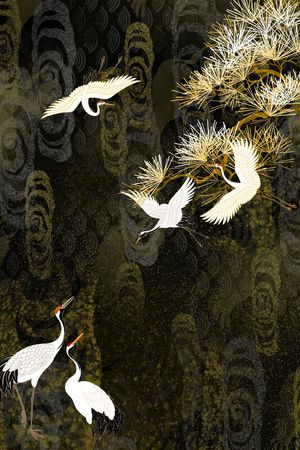 仙鹤印花华亿平台图片