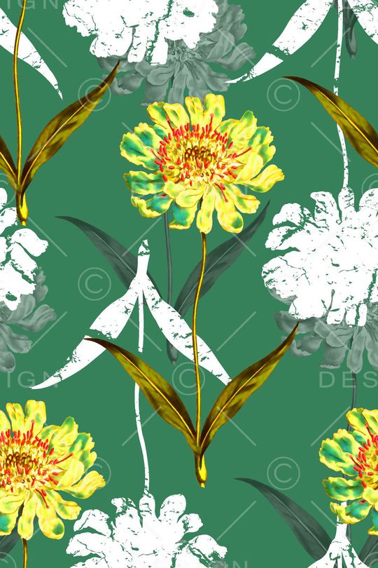 水彩花卉印花华亿平台图片