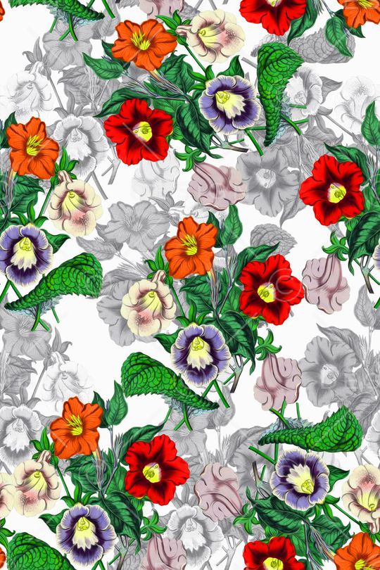 手绘水彩花卉女装印花华亿平台图片