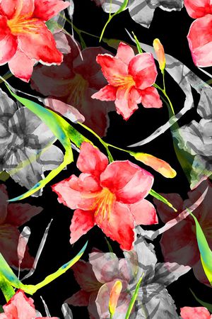 水彩花卉印花华亿平台图片