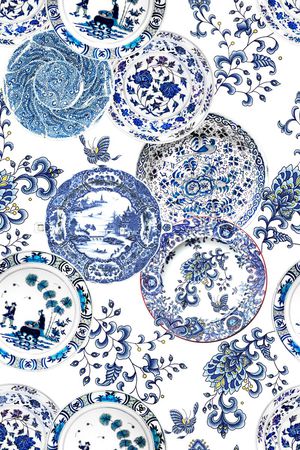 青花瓷印花华亿平台图片