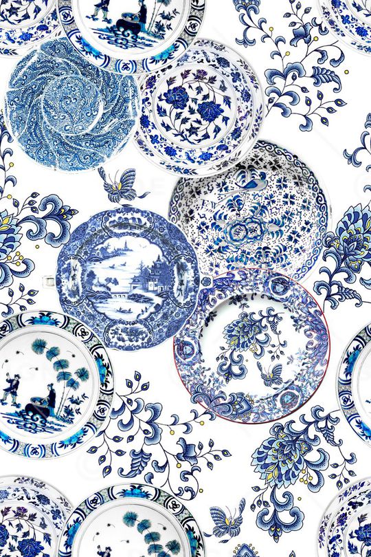 青花瓷印花华亿平台图片