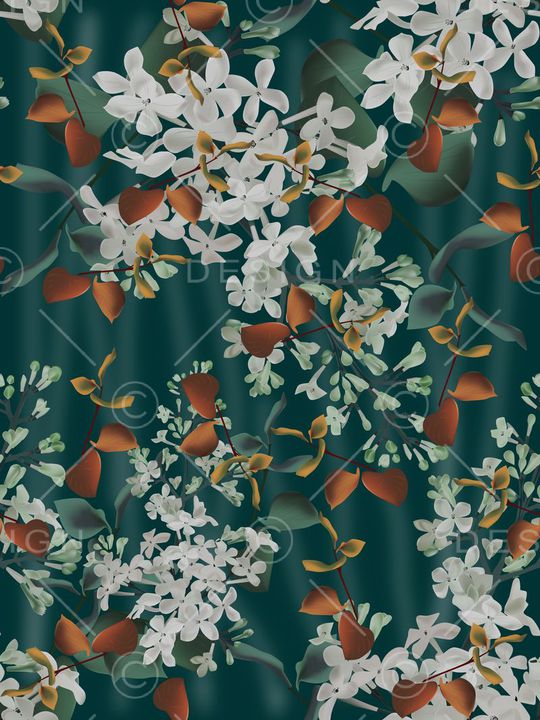 复古、丁香花、秋叶印花华亿平台图片