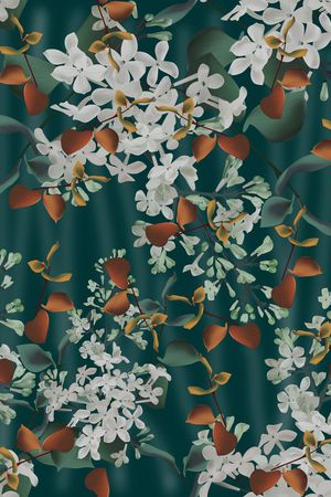 复古、丁香花、秋叶印花华亿平台图片