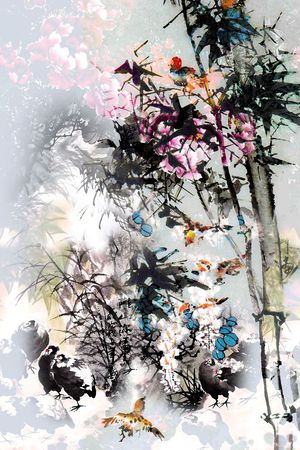 牡丹印花华亿平台图片