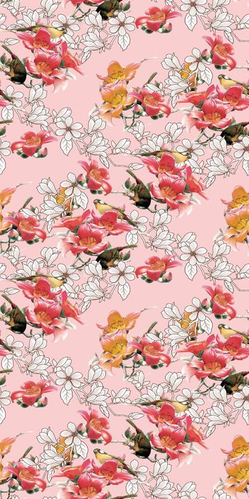 605241-枝头小鸟 花枝花朵喜鹊