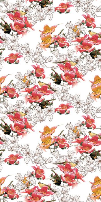 605242-枝头小鸟 花枝花朵喜鹊--2