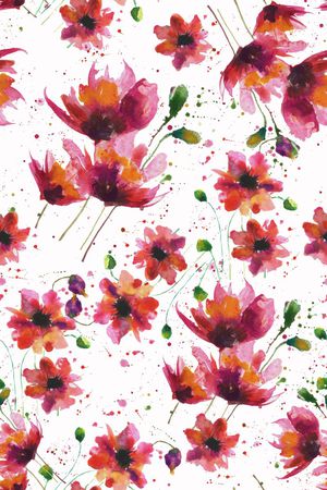 泼墨水彩花卉女装印花华亿平台图片