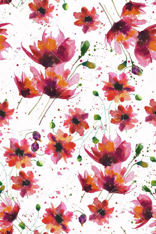 泼墨水彩花卉女装印花华亿平台图片