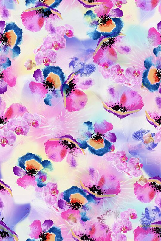 小清新花卉印花华亿平台图片