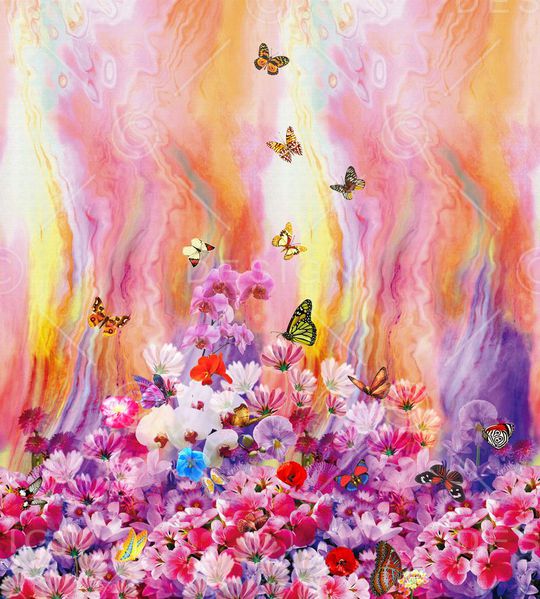 时尚花卉蝴蝶印花华亿平台图片