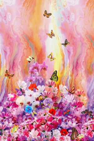 时尚花卉蝴蝶印花华亿平台图片