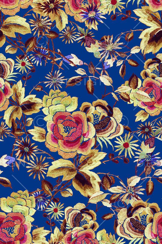 绣花花卉印花华亿平台图片