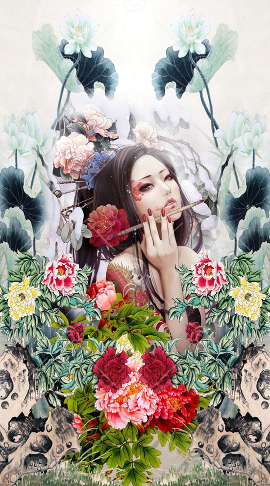 牡丹印花华亿平台图片