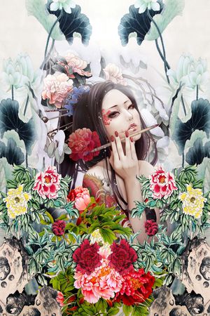 牡丹印花华亿平台图片