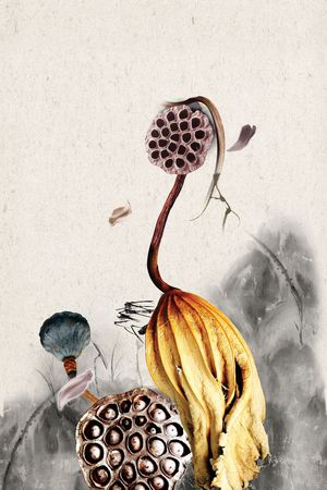 水墨花卉印花华亿平台图片