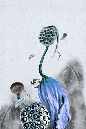 水墨花卉印花华亿平台图片