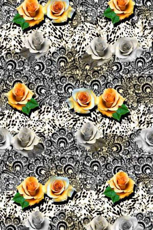 抽象几何清爽梦幻艺术平底立体手绘满版最新高清数码蕾丝民族中国风绣花珠宝肌理时尚潮

流大牌复古欧美风玫瑰花卉印花华亿平台图片