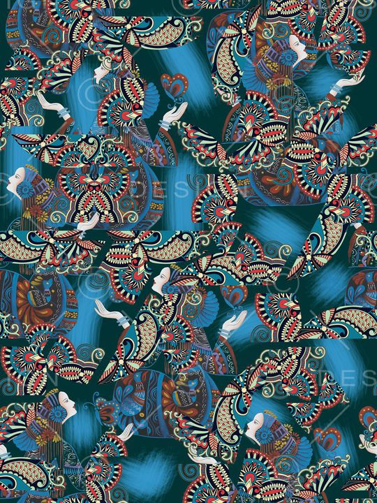 民族风、民族花纹、少女印花华亿平台图片