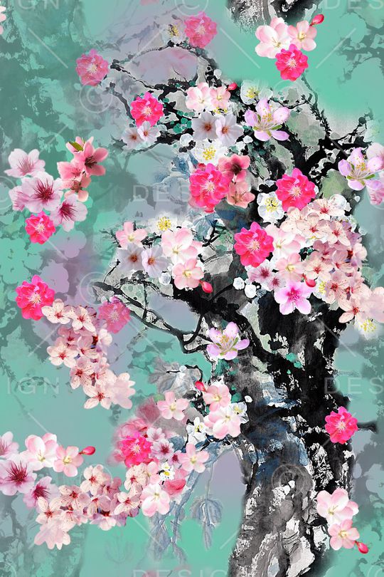 梅花花卉印花华亿平台图片