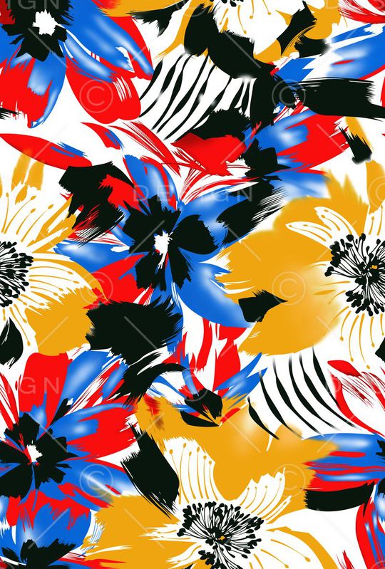 抽象大气花卉印花华亿平台图片