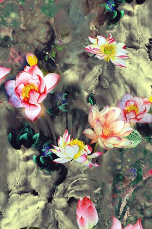 水墨印花华亿平台图片