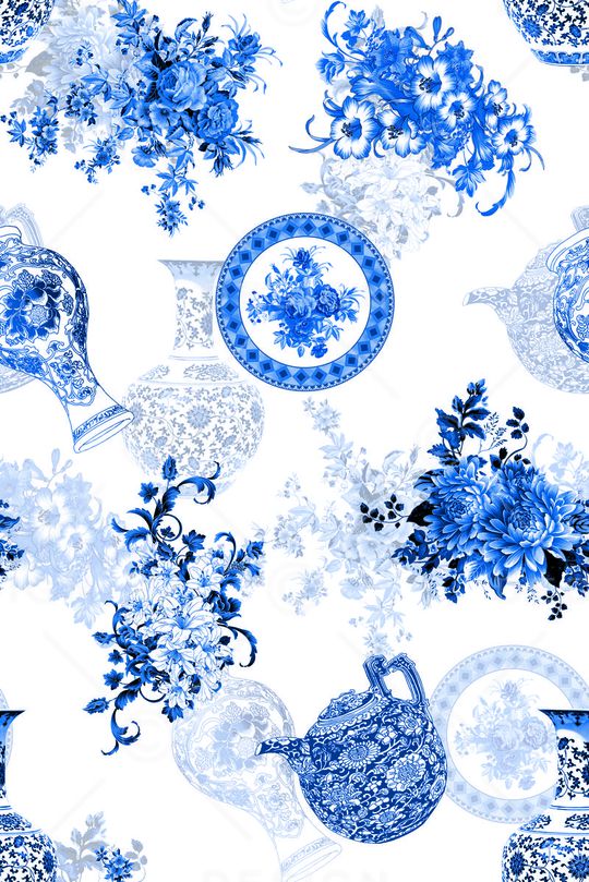 青花瓷印花华亿平台图片