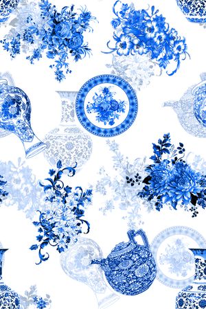 青花瓷印花华亿平台图片