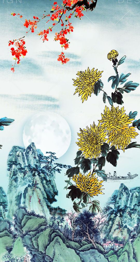 水墨印花华亿平台图片