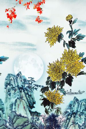 水墨印花华亿平台图片