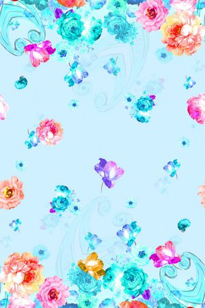 水彩花印花华亿平台图片