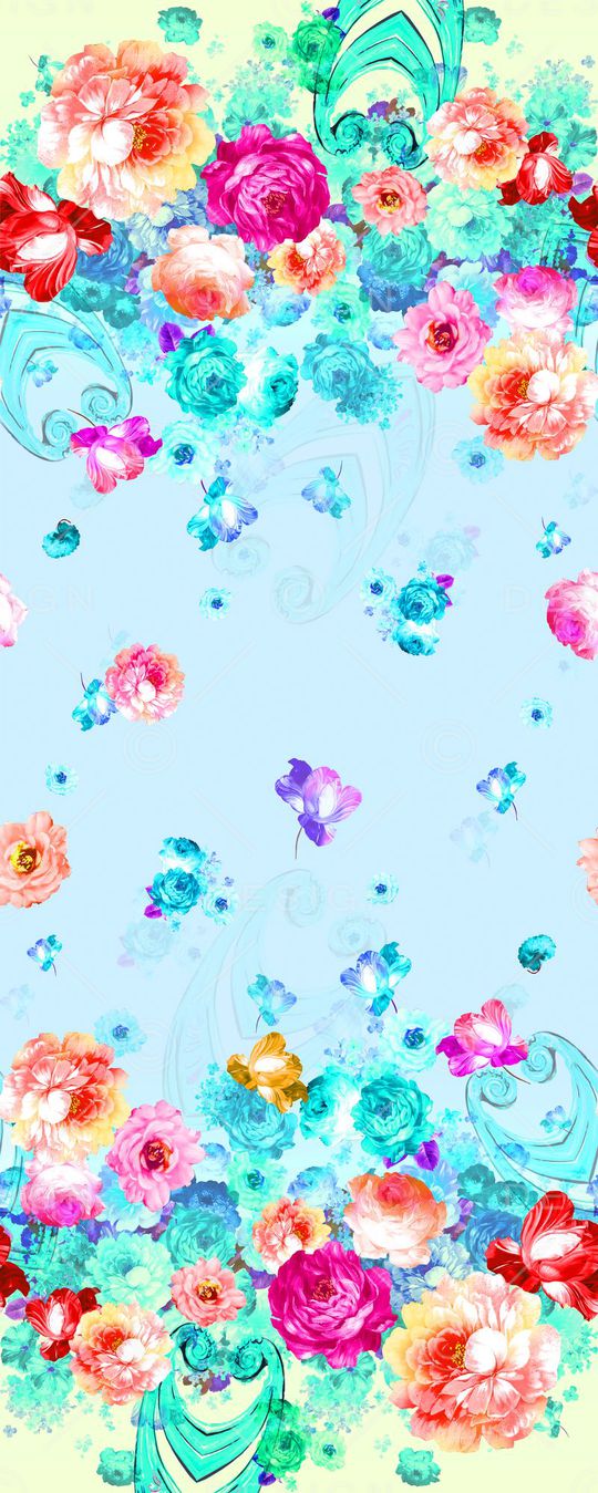 水彩花印花华亿平台图片