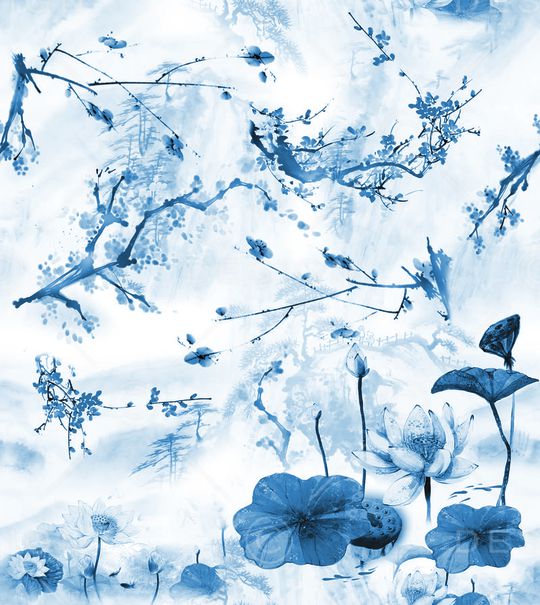 工笔画印花华亿平台图片