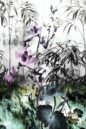 水墨印花华亿平台图片