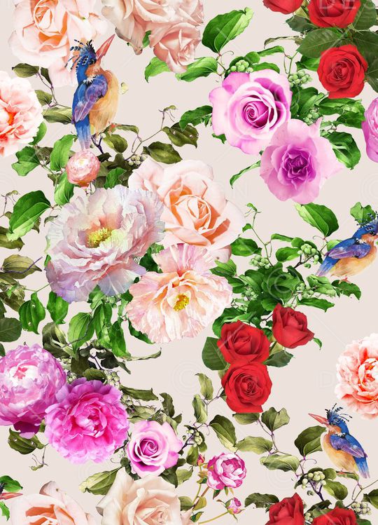 手绘花卉印花华亿平台图片