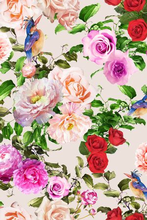 手绘花卉印花华亿平台图片